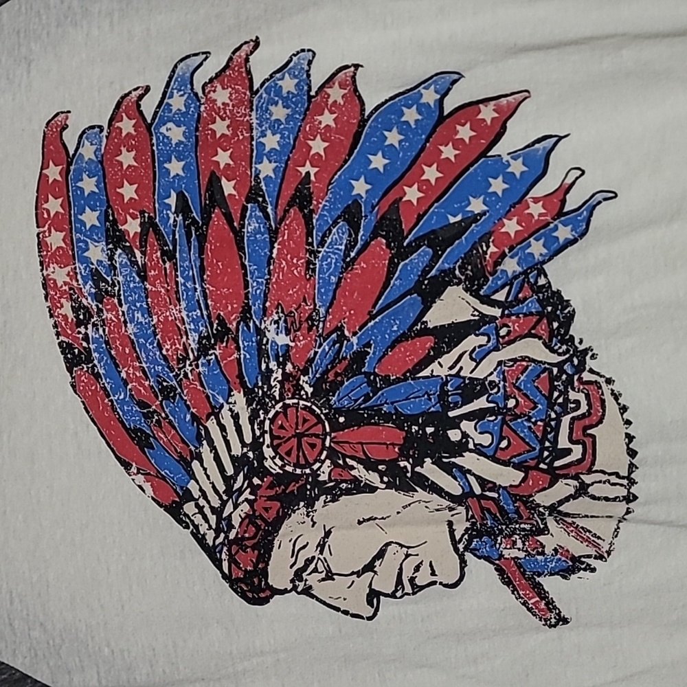 Native American Headdress Chief Patriotic Baseball Tee